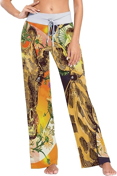 ART VVIES Pyjamahosen für Damen mit Giraffendruck Nachtwäsche Lose