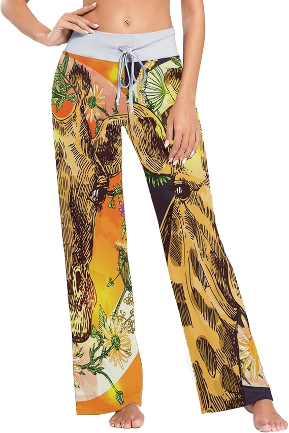 ART VVIES Pyjamahosen für Damen mit Giraffendruck Nachtwäsche Lose