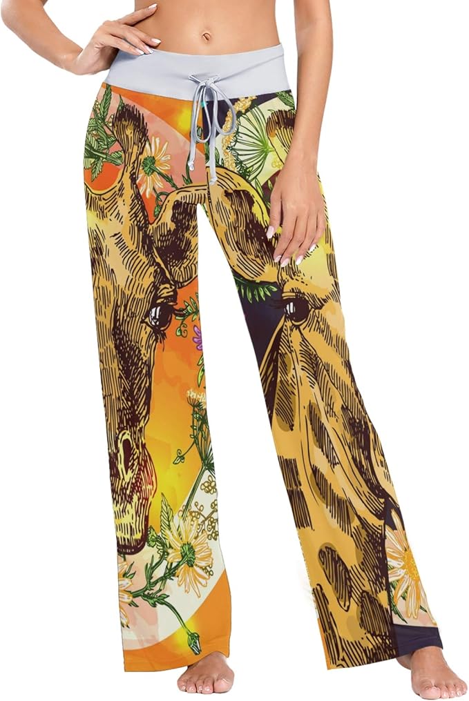 ART VVIES Pyjamahosen für Damen mit Giraffendruck Nachtwäsche Lose