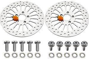 BLCYANUE 11.5'' 2 Piece Front Brake Rotor for Harley Davidson Touring Softail Sportster Dyna Early Super Glide,Mirror-Polished Vibration Proof Hardened Stainless Steel Rotors Motorcycle Models