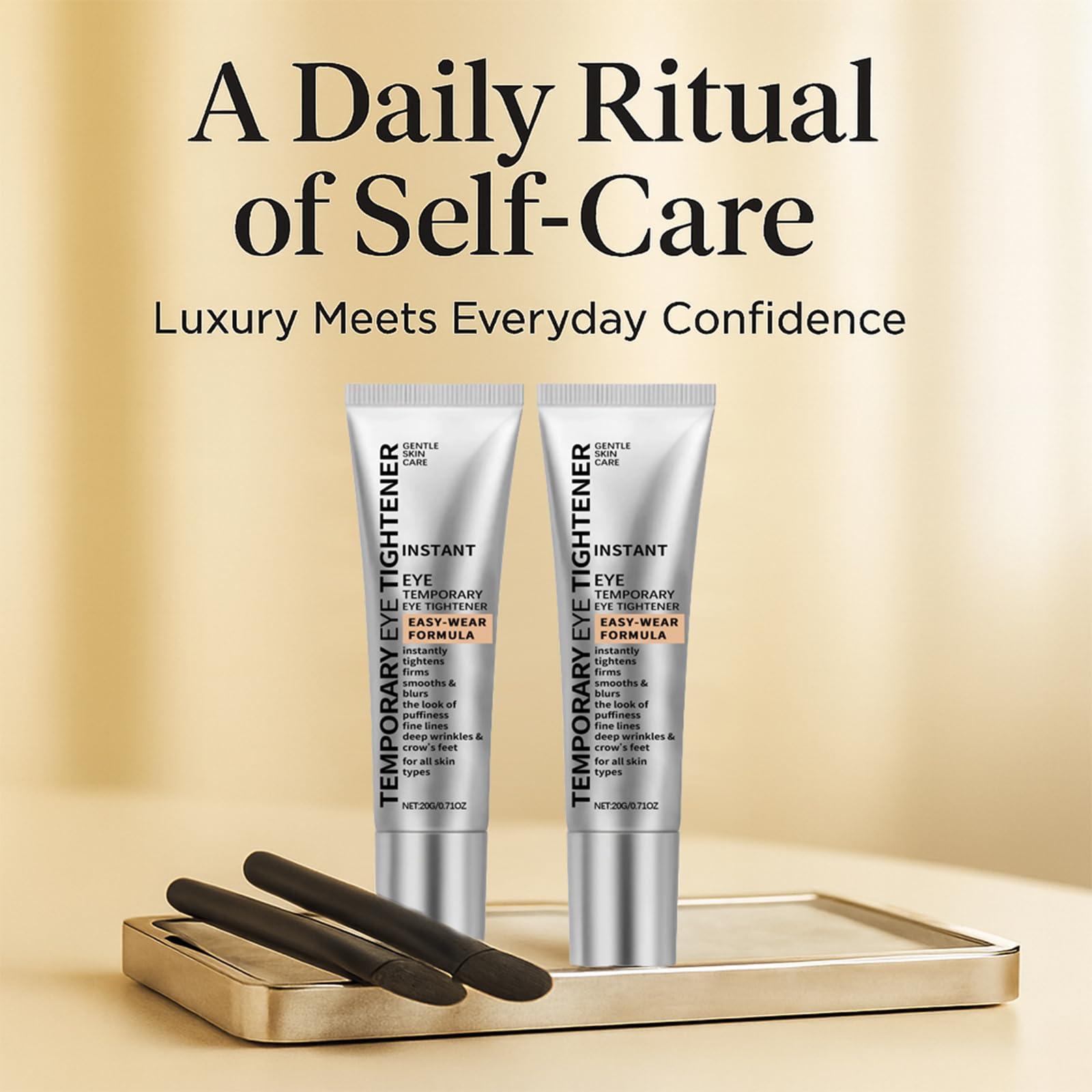 Perfection Eye Tightener Cream 2PCS with 2 Brushes – Instant Firming Lotion for Puffiness, Fine Lines & Wrinkles, Lightweight Easy-Wear Formula, Gentle Skin Care for All Skin Types