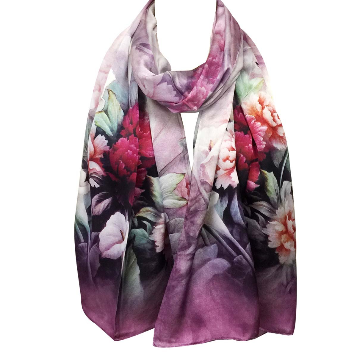 Wrapables Luxurious 100% Charmeuse Silk Long Scarf with Hand Rolled Edges Wrapables Luxurious 100% Charmeuse Silk Long Scarf with Hand Rolled Edges