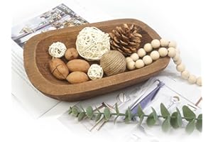 S-SNAIL-OO Decorative Bowl Vintage Wooden Dough Bowls Hand Carved, Farmhouse Country, Restaurant, Cafe Decoration, Place Bread, Fruit, Aromatherapy. (10x6x2in)