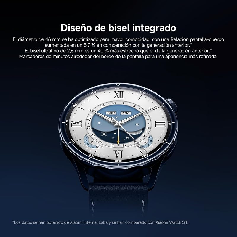 Relógio S5 46 mm, Smartwatch com ecrã, AMOLED de 1,48", até 21 dias de autonomia, mais de 150 modos desportivos, GPS dual band, NFC, monitorização de saúde, Android e iOS, preto