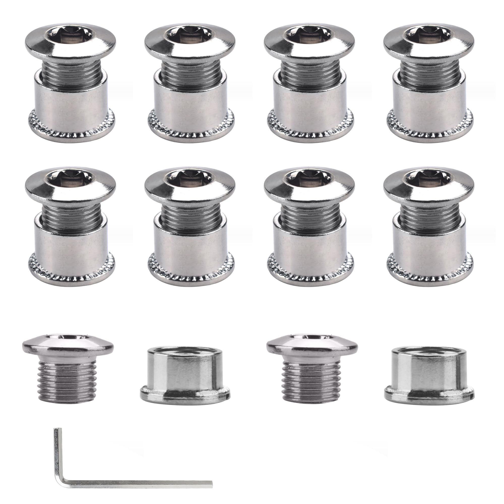 YSDMY 10 Pcs Single Chainring Bolts with Allen Key, Crankset Screw, Mountain Bike Chainring Screws, Bicycle Crankset Chain Ring Bolts, Disc Crankset Nuts Chainwheel for single disc lock