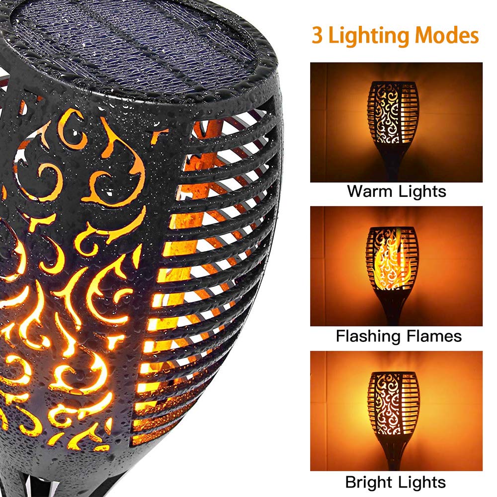 Fiesta Jardín SunTop 2pcs Luces Solares Antorcha，96LED Antorcha Solar