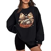 Football Sweatshirt Women Cute Football Bow Ribbons Graphic Pullover Shirt Football Season Long Sleeve Tops