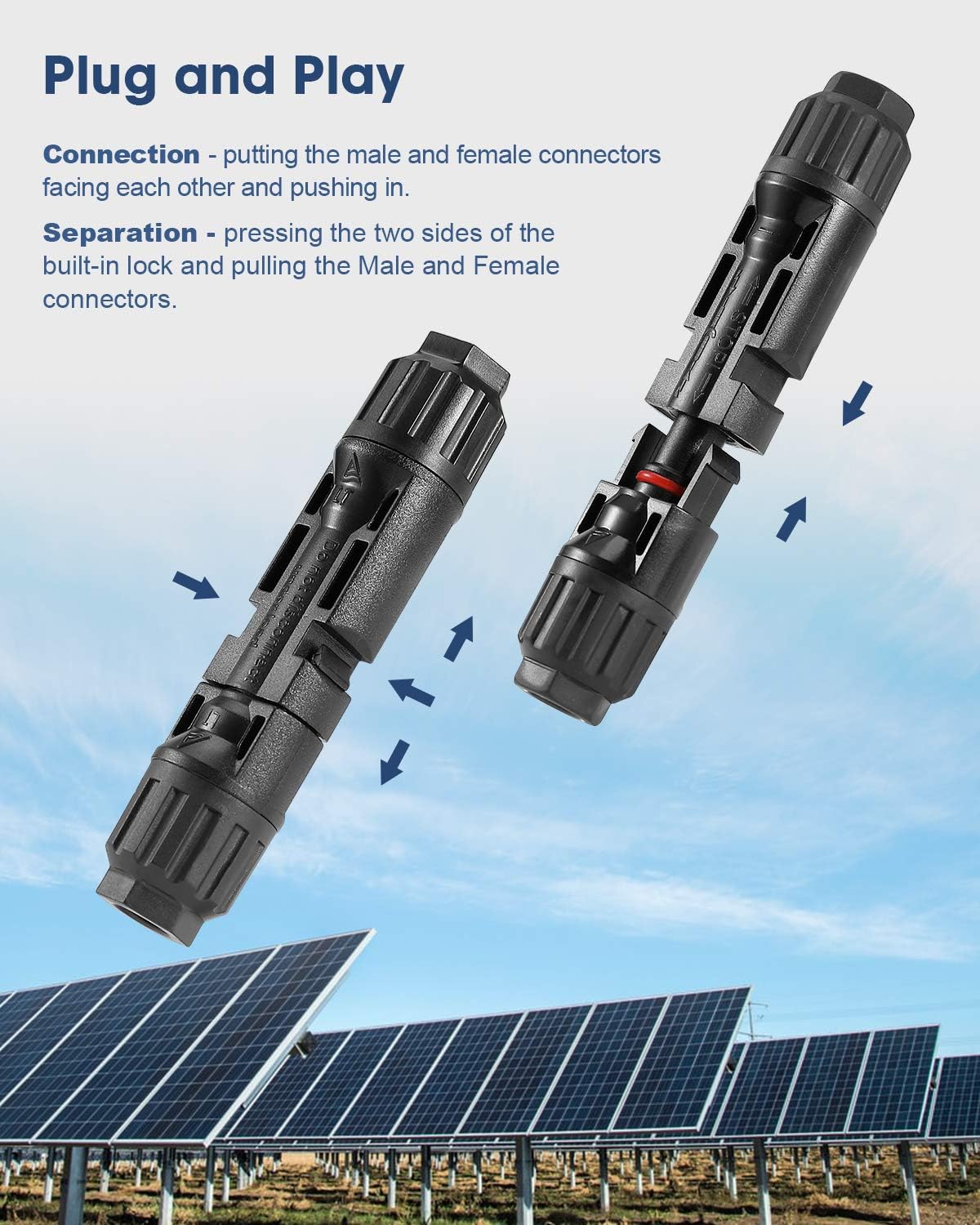 BougeRV 44PCS Solar Connector with Spanners IP67 Waterproof Solar Panel Cable Connectors Male/Female 22Pairs: Garden & Outdoor