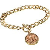 American Coin Treasures Women's Butterfly Coin Charm Bracelet - for Collectors with Goldtone Curb Style Chain and Toggle Clasp - High Polished 7 ½ inch bracelet | Elegant Gift Box