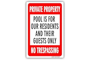 GIMIPATS GIMIPAT Aluminum Private Property Pool Is For Our Residents Their Guests Only No Trespassing Pool Sign, 12inx16in Fade Resistance, Indoor/Outdoor Use Metal Sign