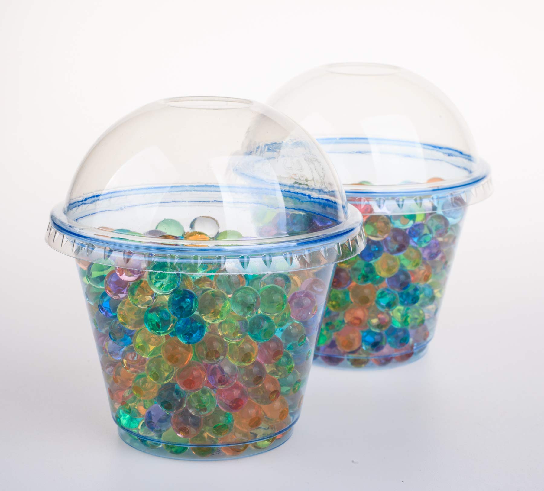 GOLDEN APPLE Cup series, 9oz Blue Plastic cups with Dome lids no hole 25sets, BPA Free