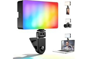 NiceVeedi RGB Camera Light, 138 LED Beads Bi-Color Selfie Light with Cold Shoe, 1/4” and Clip, 360° Full Color Photography Lighting, CRI95+/180 Minutes Runtime Video Light for Video Recording/DSLR