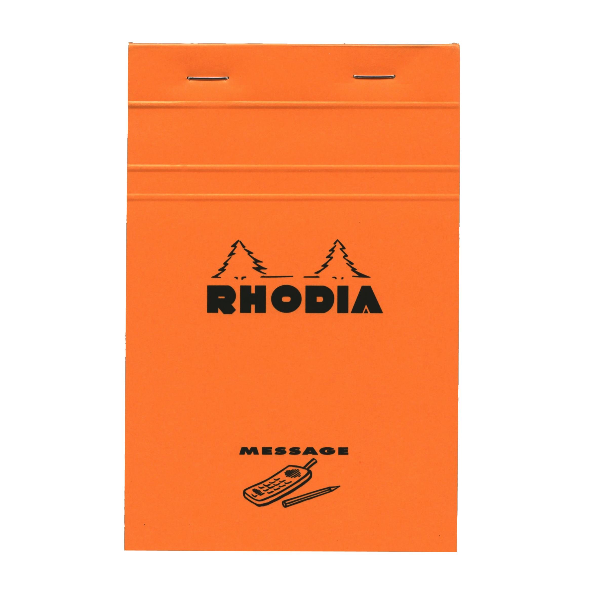 RHODIA 140000C - Stapled Notepad N°140 Orange Message - 11x17 cm - Pre-Printed Information for Appointment and Telephone - 80 Detachable Sheets, White Clairefontaine Paper 80 g/m - Basics