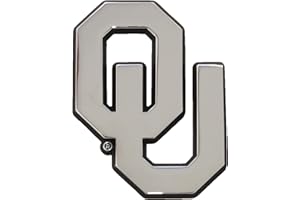 AMG AUTO EMBLEMS University of Oklahoma Sooners Metal Auto Emblem (Chrome (Black Trim))