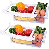 Guanniao Fridge Organizer Drawer Refrigerator Drawer Organizer Pull Out Plastic Fridge Storage Bins Containers for Fruit Vege