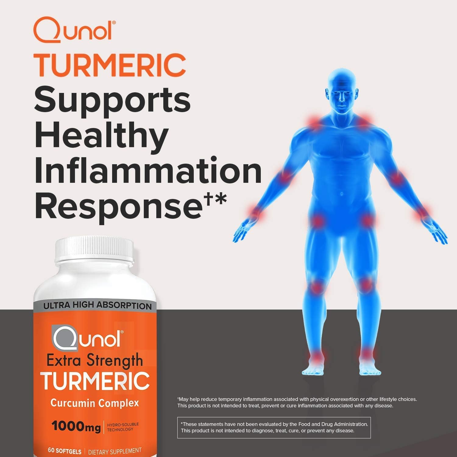 Turmeric Curcumin Softgels, Qunol with Ultra High Absorption 1000mg, Joint Support, Dietary Supplement, Extra Strength, 120 Softgels: Health & Personal Care