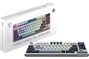 MSI Forge GK600 TKL W Sky US 2.4GHz Wireless (MS-8ZA9 and WD02), Bluetooth RGB Lighting Gaming Keyboard with 1.06-inch Displa