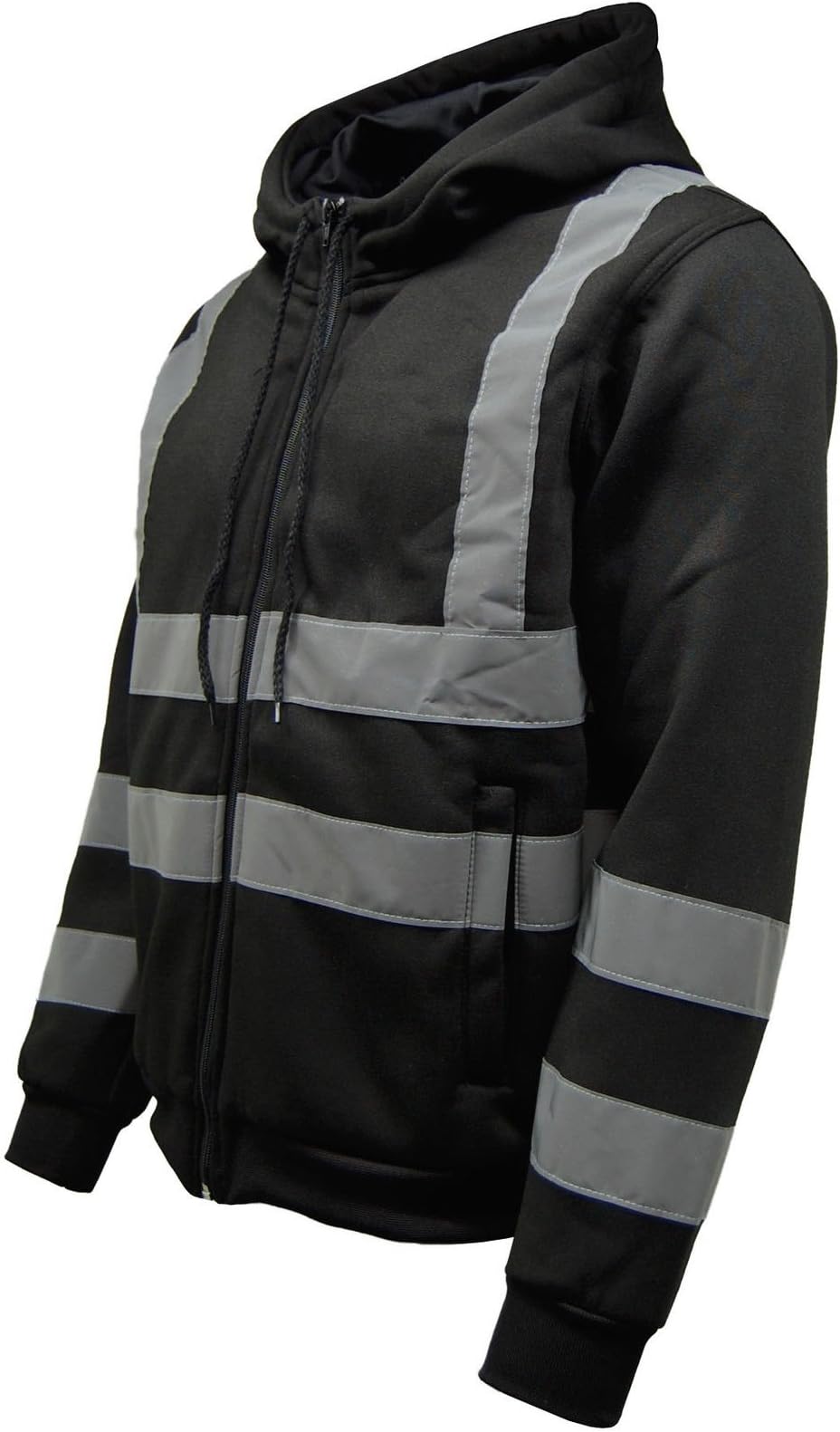 Mens Hoodie Hi Visibility Hi Viz Full Zip Hooded Sweatshirt Safety Work Jacket EN487