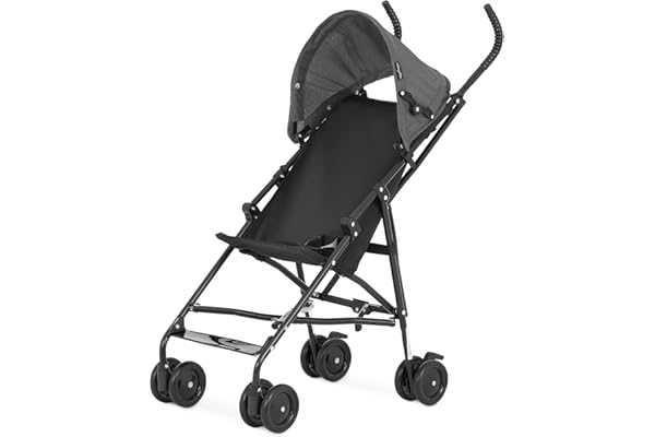 Dream On Me Aero Travel Umbrella Stroller, One-Hand Quick Fold, 3-Point Safety Harness, Dual Brakes, Adjustable Removable Canopy, Lightweight Compact & Space-Saving, for 6 to 36 Months – Black