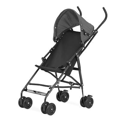 Dream On Me Aero Travel Umbrella Stroller, One-Hand Quick Fold, 3-Point Safety Harness, Dual Brakes, Adjustable Removable Canopy, Lightweight Compact & Space-Saving for Infants and Toddlers – Black