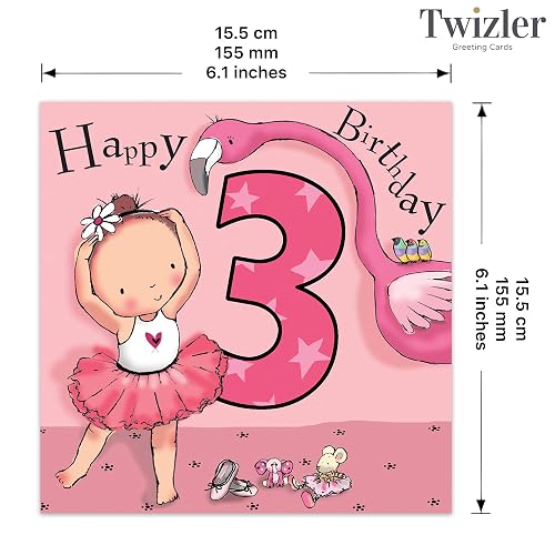 Twizler Geburtstagskarte Für Mädchen Zum 3. Geburtstag – Superheldin Design, 15,5 X 15,5 Cm