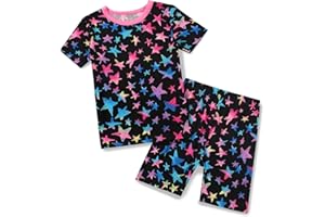 babee Reshinee Bamboo Viscose Toddler Unicorn Mermaid Girls Kids Pajamas Short Sleeve Summer Cool Snug fit Pjs 12M-8Y 2pcs