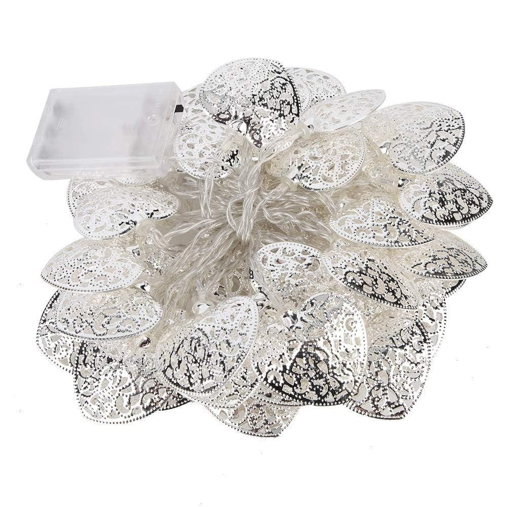 Beufee Heart Fairy Lights, 8.2 Ft 20 Led Heart Shaped String Lights Fairy Lights Decorative Light Copper Wire Fairy Lights for Party Christmas Decorations(Silver)