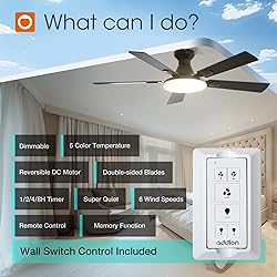 addlon Ceiling Fans with Lights, 52 inch Flush