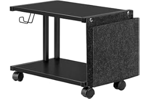 Under Desk Printer Stand Small Printer Table with Wheels 2 Tier Printer Cart with Storage Bag Desktop Stand Shelf for Home Of