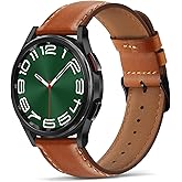 Tasikar Leather Bands Compatible with Samsung Galaxy Watch 47mm 7/6/5/4 Band/Watch 6 Classic 43mm 47mm/Watch 5 Pro Band, Genuine Leather Strap for Galaxy Watch 4 Classic/Watch 3, Classic Brown