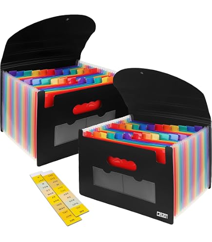 Amazon.com : 24 Pocket Rainbow Color A5 Accordion File Folder,A-Z