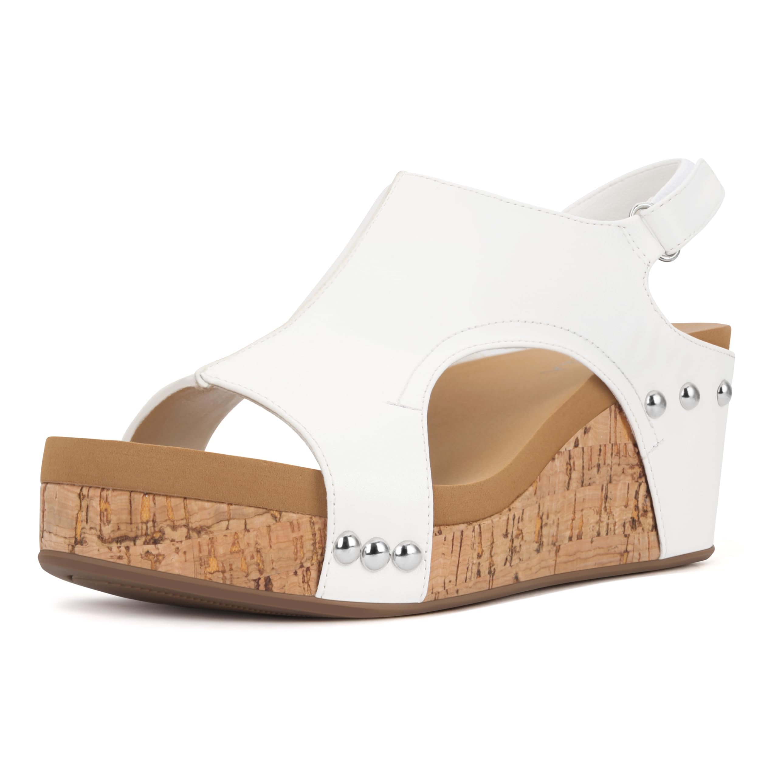 Photo 1 of PARTY Women's Wedge Sandals With Buckle Ankle Strap for Dressy Summer, Kally-White PU-8