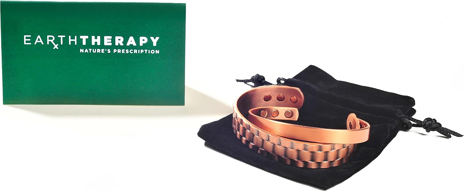 Earth Therapy Value Pack 2 Pure Copper Magnetic Bracelets for Men and Women, As Shown in the Image, 2 Count (Pack of 1)
