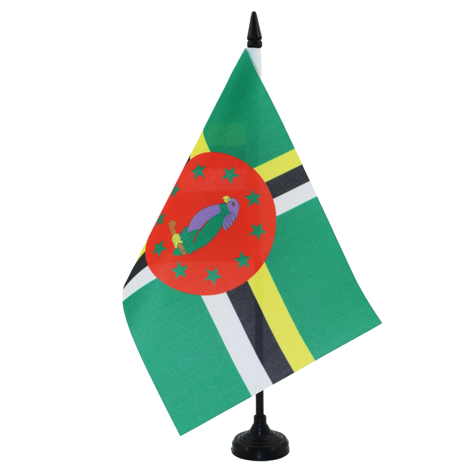 AZ FLAG Dominica Table Flag 5'' x 8'' - Dominican Office Decoration 100% Polyester 21 x 14 cm - Mini Desk Flag with Pole and Black Plastic Base — image 1