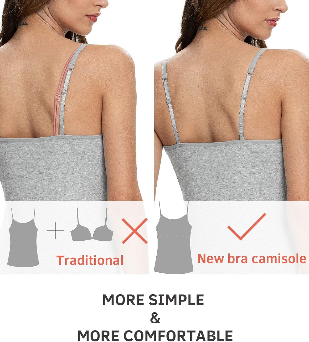 Vislivin Womens Cotton Camisole Adjustable Strap Tank Tops with Shelf Bra Stretch Undershirts at  Women’s Clothing store