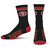 FBF - Official NFL 2 Stripe Adult Team Logo & Colors Crew Dress Socks Footwear for Men and Women Game Day Apparel