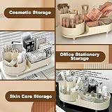 BULLA 360 Rotating Makeup Organizer 2 in 1 Milky White 5 Compartments view 6
