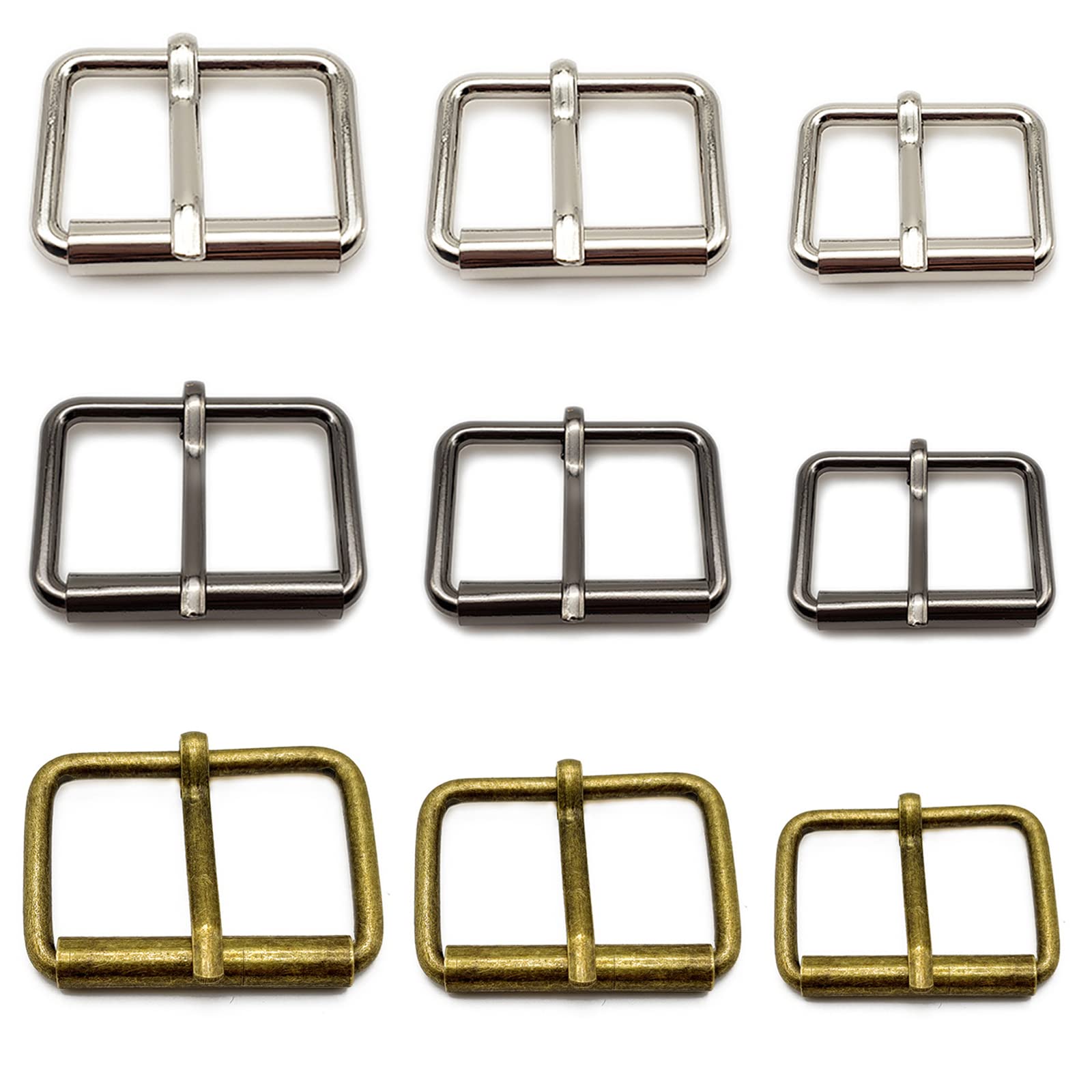 TTYSHIP Pack of 45 Metal Roller Buckles, Stainless Steel Strap Adjuster, for Leather Belt, Luggage Accessories and Leather Crafts