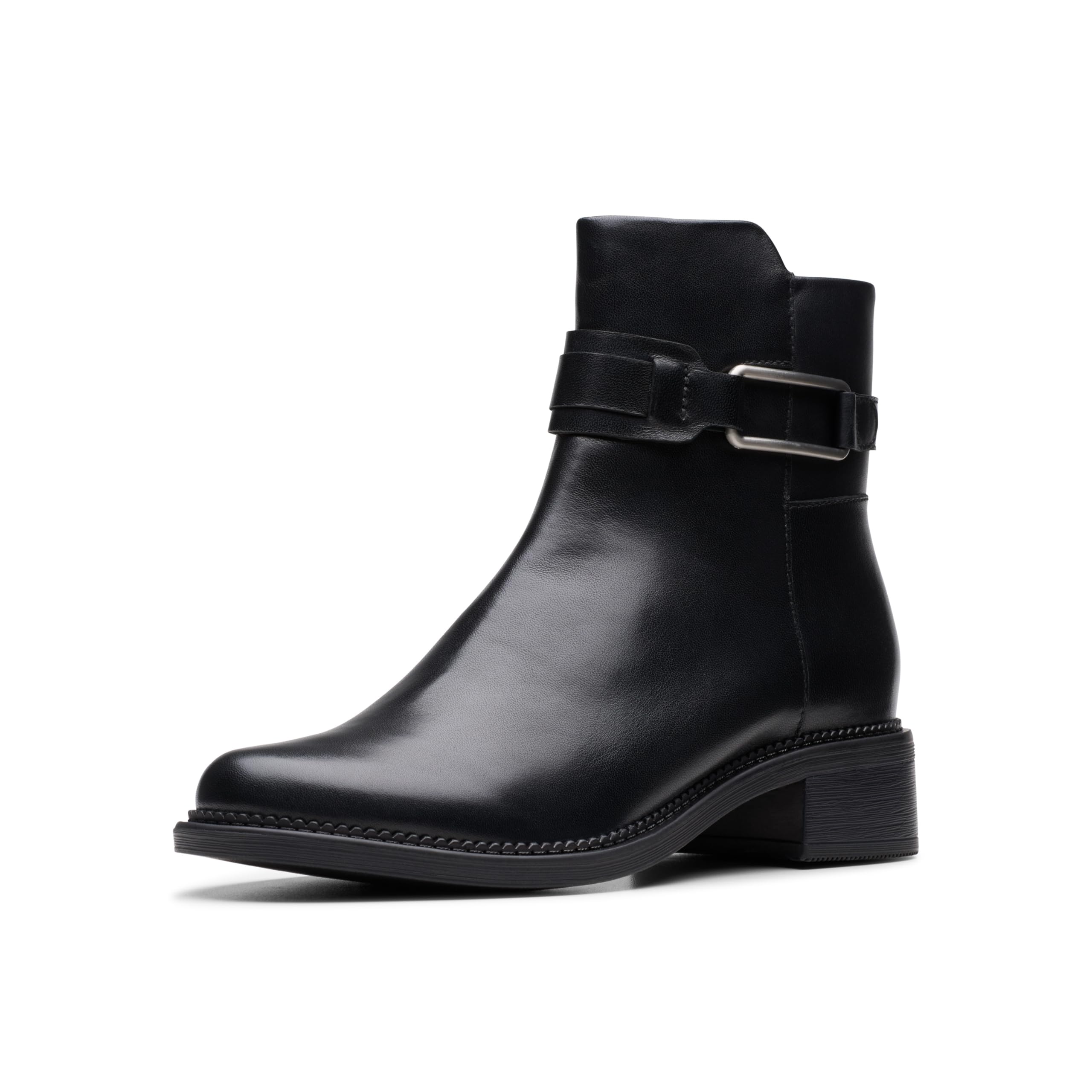 Clarks Collection Women’s Maye Bella Ankle Boot, Black Leather, 5.5 Medium US