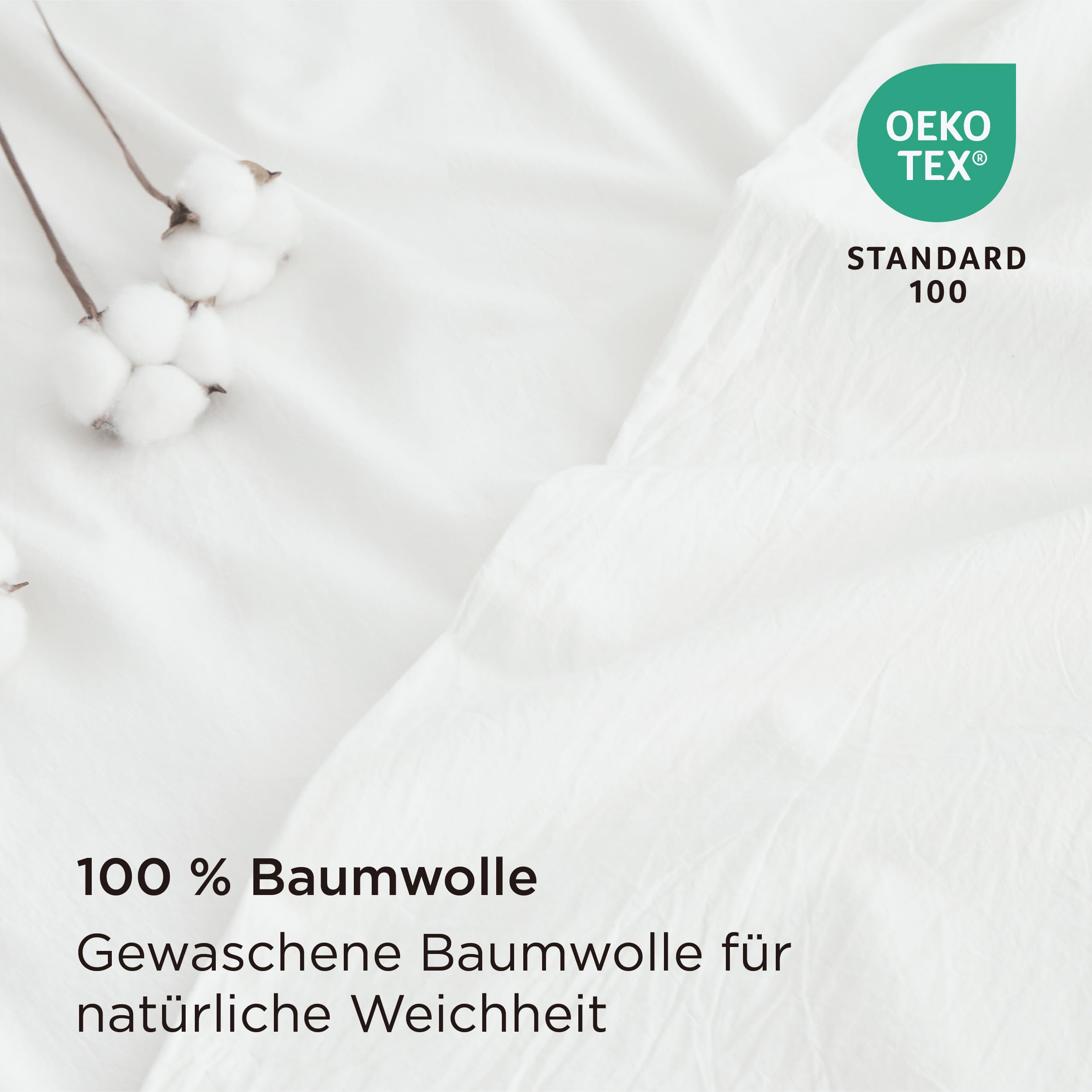 BEDSURE Bettwäsche 155x220 Baumwolle 3teilig - Bettwäsche-Sets Weiß Bettbezug mit 2 Kissenbezüge 80x80 cm, Ähnliche Textur wie Washed Leinen, Oeko-TEX Bedding Set mit Reißverschluss 3