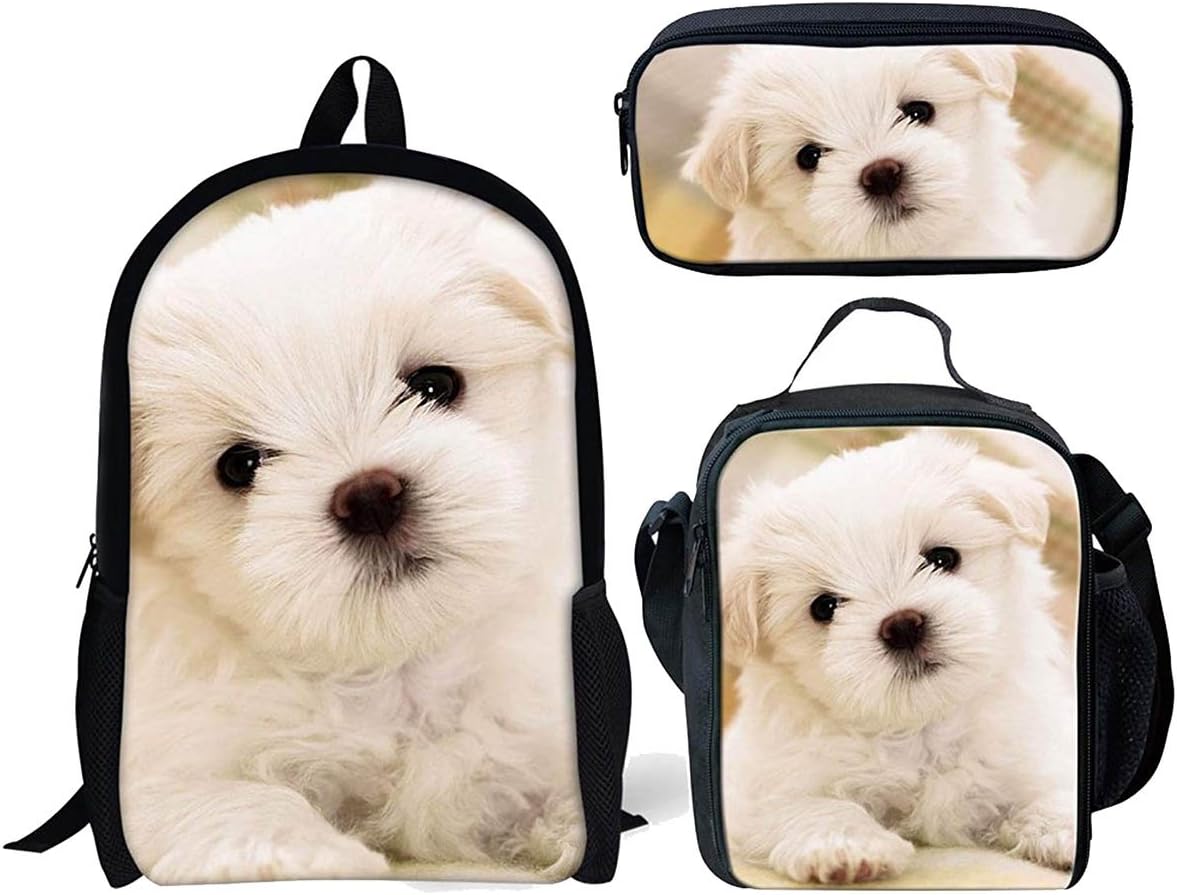 Mumeson Animal Print Kids School Bag Bookbag Set 3 Pieces Backpack Lunch Bag Pencil Bag