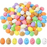 100pcs Mini Easter Eggs, Pastel Foam Speckled Eggs Decorative Easter Eggs Tiny Artificial Bird Eggs Bulk for Basket Fillers Spring Party Favors Centerpiece Decor Wreath Decor Craft Projects , 8 Colors
