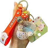 Rertnocnf Cute Kawaii Floating Fruit Sheep Character Cloud Design Backpack Car Key Pendant Kids Girls Women Handbag Wallet Clear Acrylic Glitter Liquid Keychain White
