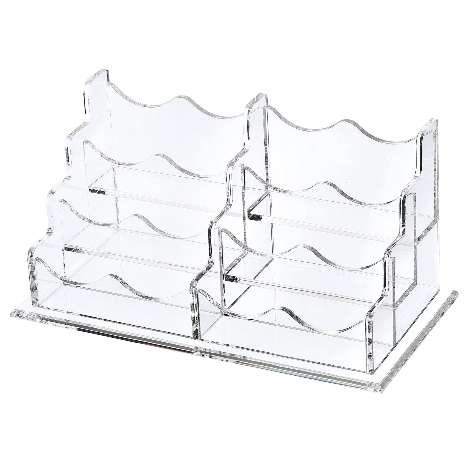 YOKIVE Acrylic Business Card Holders, 6 Slots Business Card Display, Cards Holders Organizer, Great for Office, Desktop (Clear, 8.7 X4.3-Inch)