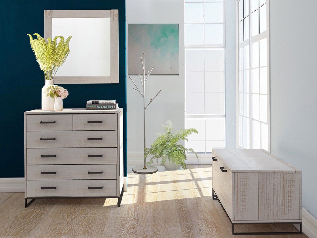 3 Piece Hallway Wardrobe Furniture Set Storage Bench Wall Mirror