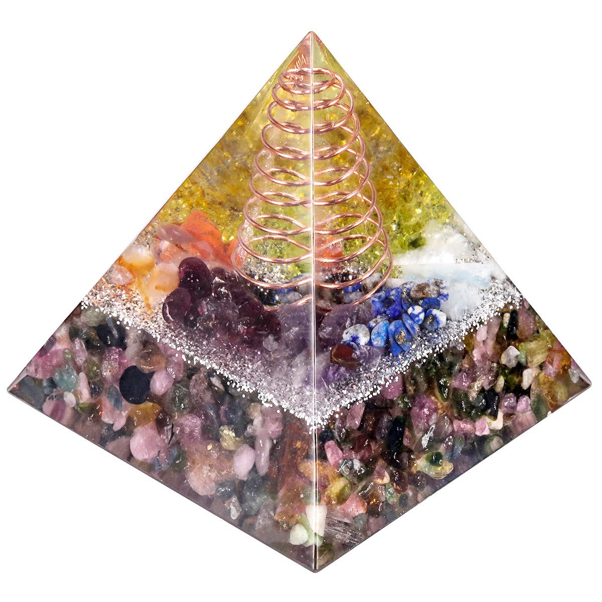 Nupuyai Tourmaline Healing Crystal Pyramid for Protection, Chakra Energy Crystal Quartz Points Decor 5cm