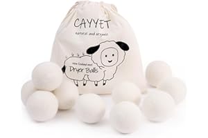 CAYYET Wool Dryer Balls 10-Pack, Dryer Balls Laundry Reusable Reduce Clothing Wrinkles, 100% New Zealand Wool, Chemical-Free Fabric Softener, Dries More evenly, Quicker Drying time…
