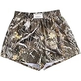RoseSeek Girl's Camo Shorts Letter Patched Elastic Waist Summer Shorts with Pockets