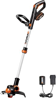 WORX WG163E.1 20V Akku-Rasentrimmer –​​ Inkl. Li-Ion Akku, Ladestation, Spule, Sicherheitsschutz und Rad zum Kantenschneiden