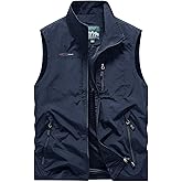 ROAMUNCH Lightweight Outdoor Vest Jacket for Men, Windbreaker for Golf, Safari, Travel, Fishing, Hiking